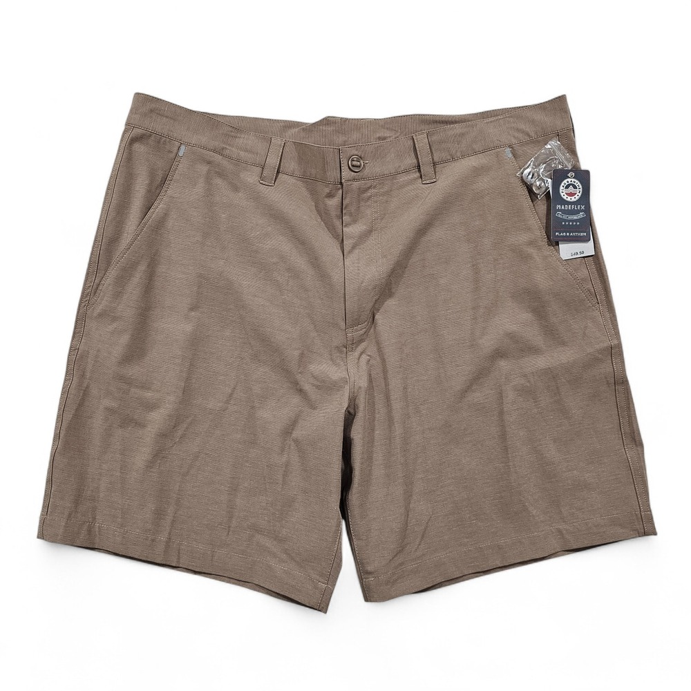 Flag & Anthem MadeFlex Mens Shorts‎ Size 40 Tan Flat Front Casual